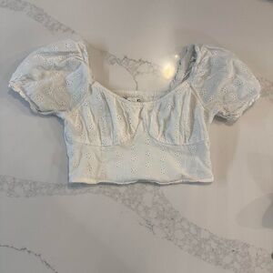 Hollister white eyelet crop top
